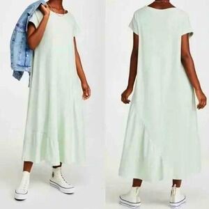 FP Beach Lena T-Shirt Midi Dress Womens S Mint Green Free‎ People Linen Cotton